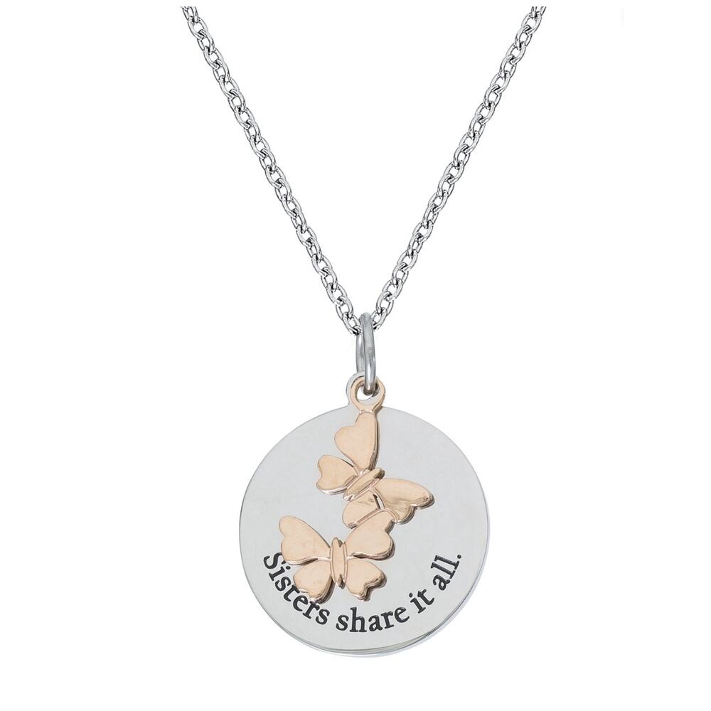 NWT - Hallmark Stainless Steel “Sisters Share it All” Butterfly Pendant